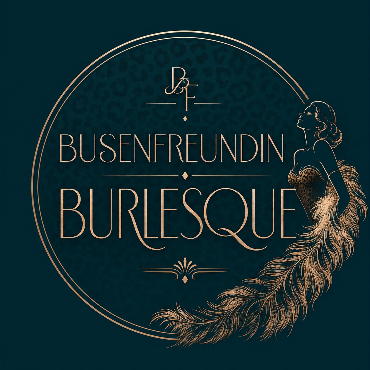 Busenfreundin Burlesque Signet mit Feder und Silhouette